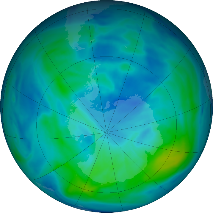 Antarctic ozone map for 12 March 2024